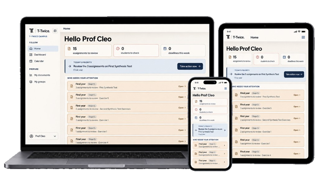 T-Twice Campus sur ordinateur, tablette et mobile.